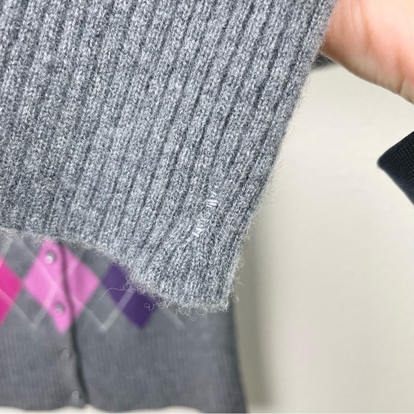 Apt.9 Women's Medium 100% Cashmere Argyle Button Front Cardigan Sweater Academia - Picture 8 of 16